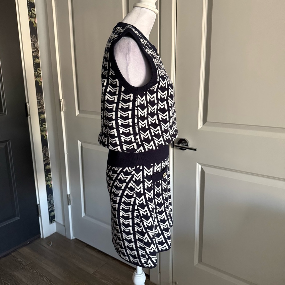 NWT Maje Navy and White Matching M-Knit Sweater Vest and Skirt Set Size M - Picture 2 of 7